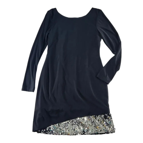 Betsy & Adam Womens Mini Cocktail Dress Size 6 Reversible Sequins Long Sleeve - Picture 6 of 11